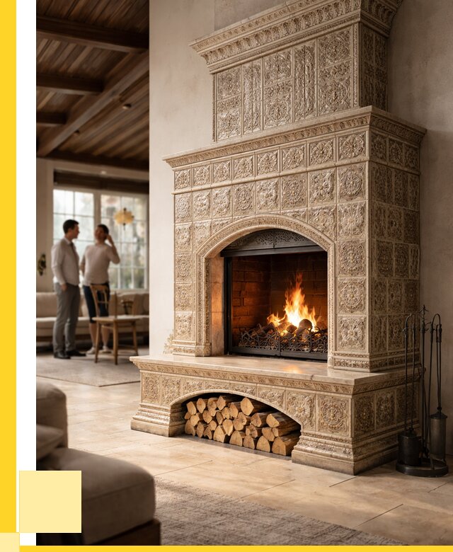 Купить изразцовый камин в Прохладном от 270825 р. | ЭриданПрх