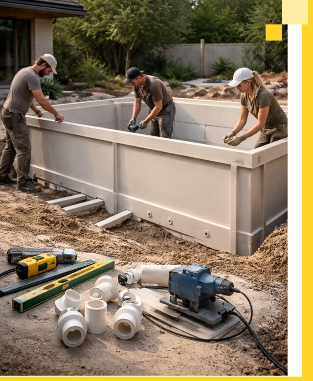 Установка полипропиленовых бассейнов под ключ в Прохладном