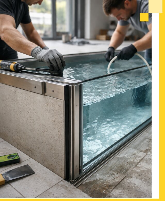 Проектирование и монтаж стеклянных бассейнов в Прохладном