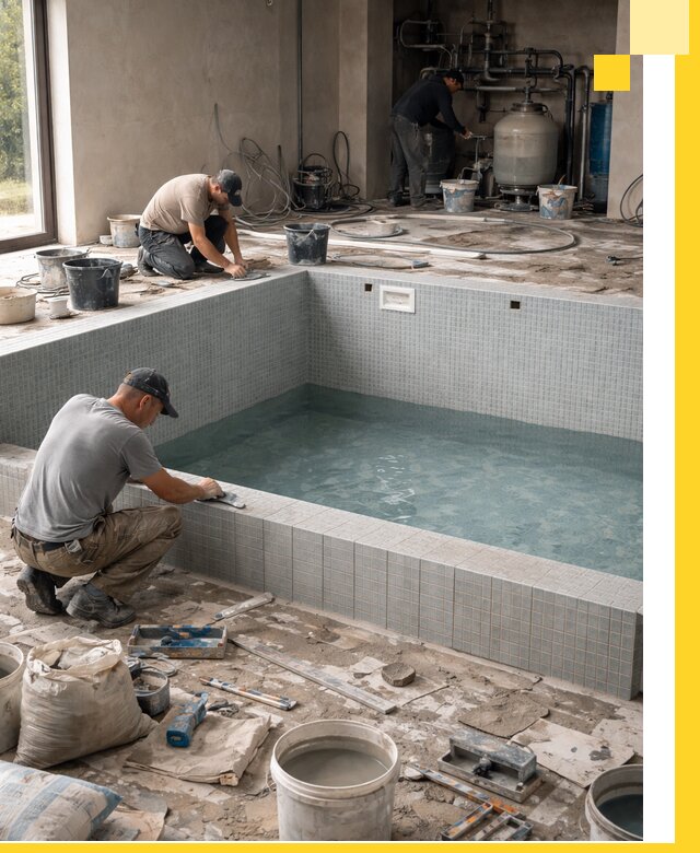 Строительство и монтаж бассейнов в помещении в Прохладном