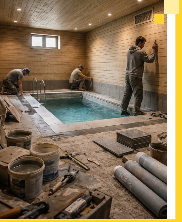 Строительство бани с бассейном и сауной под ключ в Прохладном