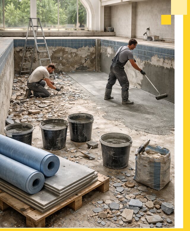 Реконструкция бассейнов в Прохладном: ремонт, гидроизоляция