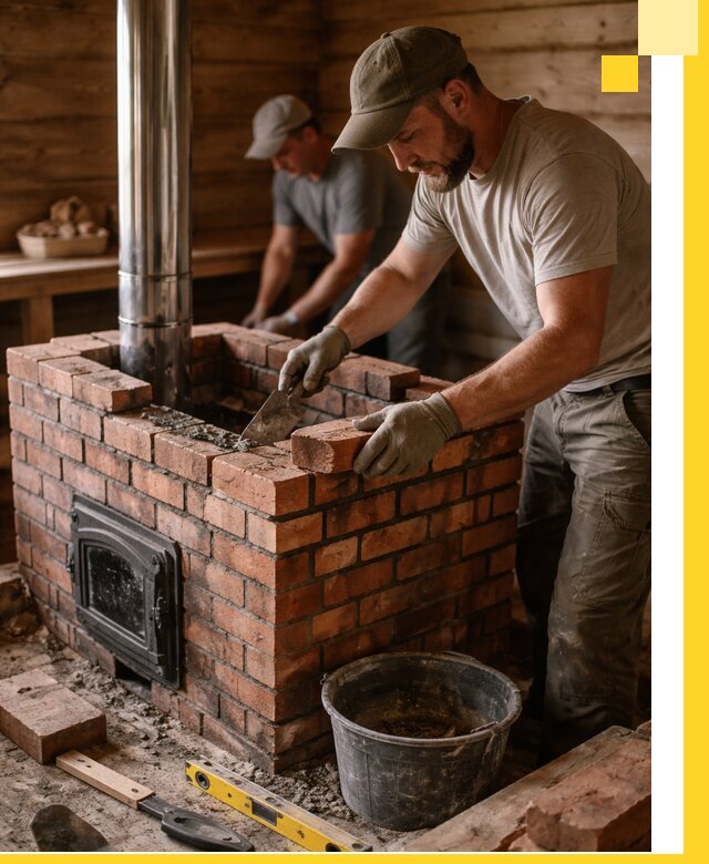 Кирпичные печи для бани под ключ в Прохладном, проект и монтаж