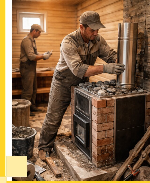 Монтаж печи в бане под ключ в Прохладном от 21666 р. | ЭриданПрх