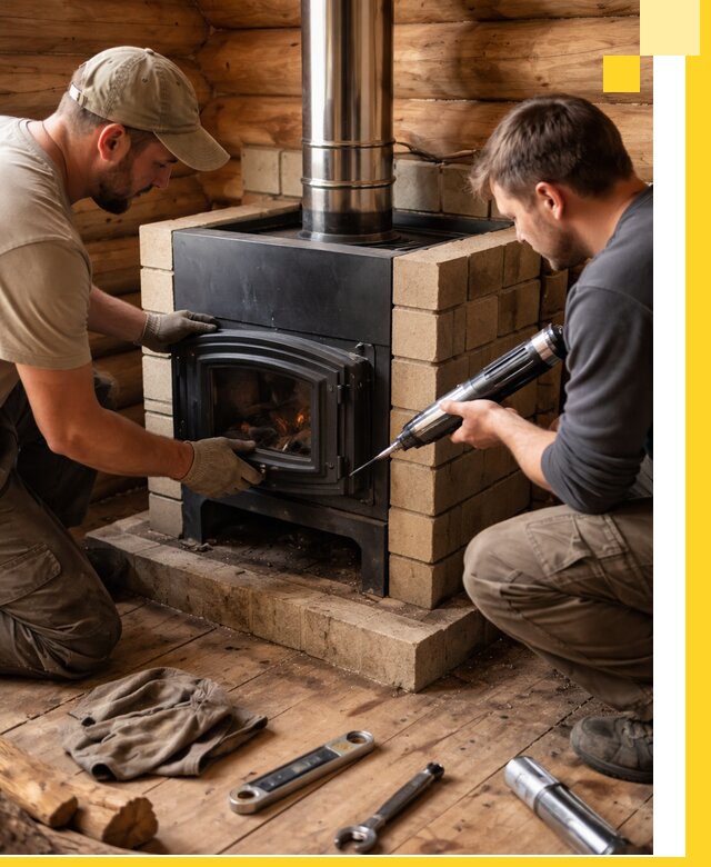 Монтаж и установка печи в бане под ключ с гарантией в Прохладном