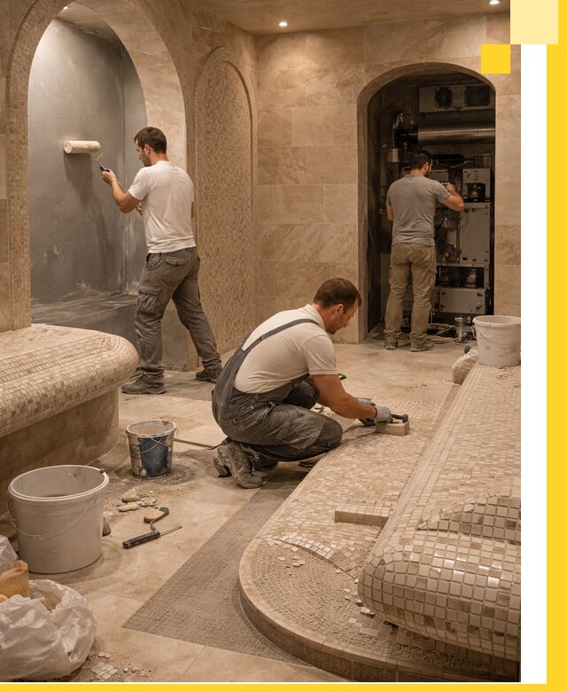 Строительство бани с хамамом и бассейном под ключ в Прохладном