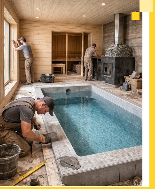 Проект бани с бассейном и сауной в Прохладном под ключ