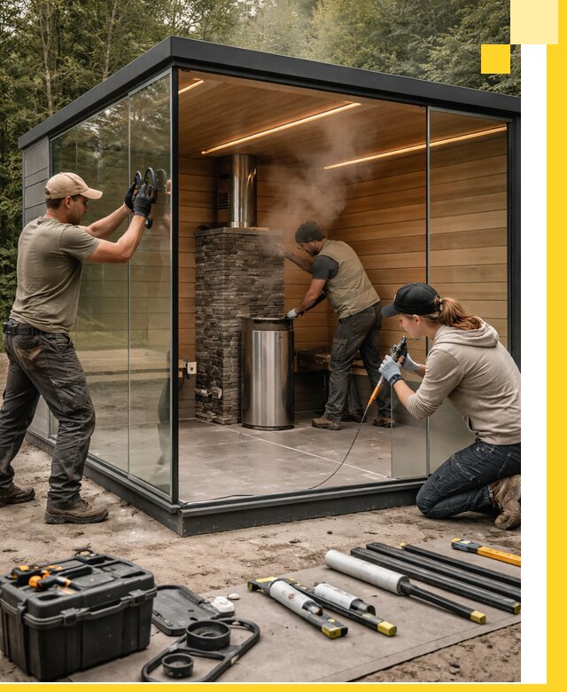 Проектирование и строительство стеклянных бань в Прохладном