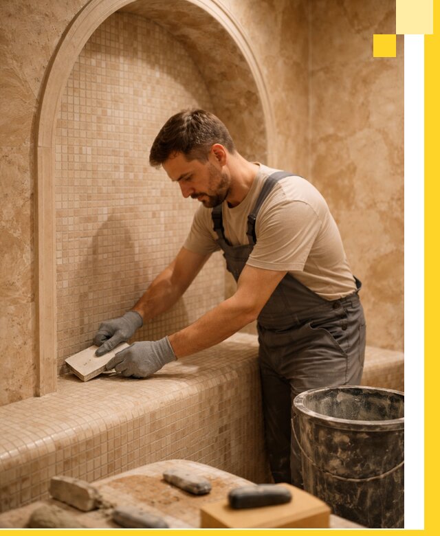 Профессиональная отделка хамамов с мозаикой под ключ в Прохладном