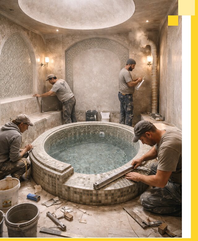 Профессиональное строительство хамама с бассейном в Прохладном под ключ