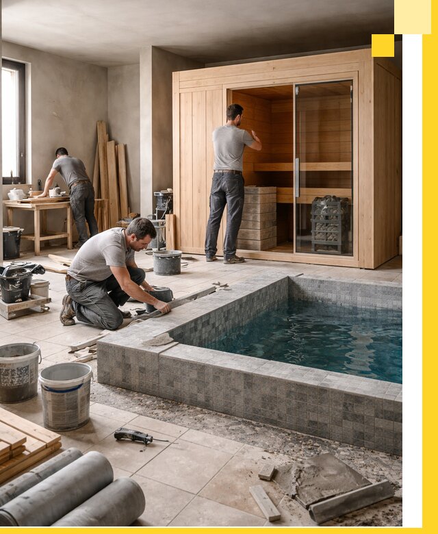 SPA зоны под ключ с бассейном сауной и печью в Прохладном